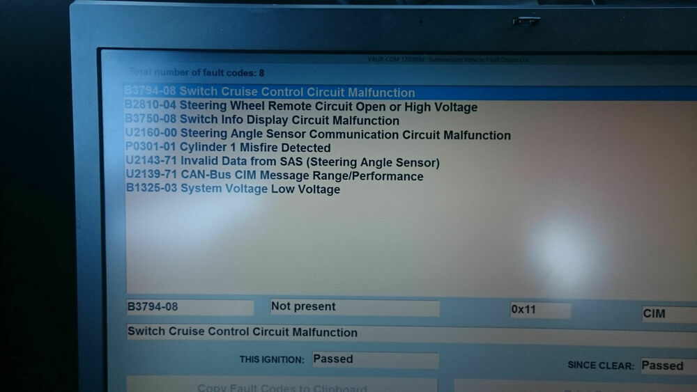 B3794-08 Switch Cruise Control Circuit Malfunction